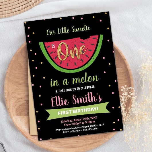 1ère Pastèque Verte Invitations d'anniversaire