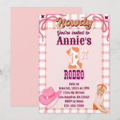 1ère Rodéo Cowgirl Thème Anniversaire Invitation (Devant / Derrière)