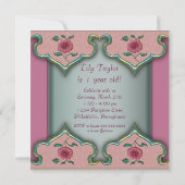 1ère Turquoise rose Fancy Flower Invitation Annive (Dos)