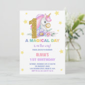 1ère Unicorne Florale Invitations d'anniversaire (Debout devant)