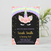 1ère Unicorne rose Invitations d'anniversaire (Debout devant)