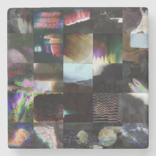 1FB1F9F4 Cyberpunk Glitch Art Mozaïek Abstract Stenen Onderzetter