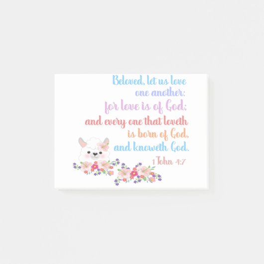 1Johannes 4:7 Bijbelvers Post-it® Notes (Voorkant)