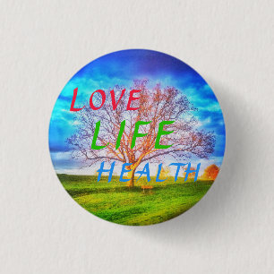 1LOVE LIFE HEALTH TREE SMALL PIN RONDE BUTTON 3,2 CM