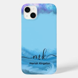1Mariah Kingston Blue ocean pastel text editable Case-Mate iPhone 14 Plus Hoesje