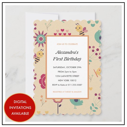 1re abeille jour invitations abeille premier anniv