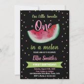 1re Black Green Watermelon Invitations d'anniversa (Devant)