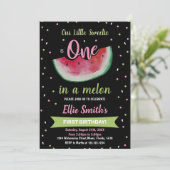 1re Black Green Watermelon Invitations d'anniversa (Debout devant)
