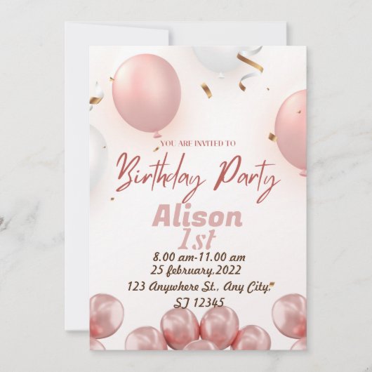 1re invitation anniversaire (Devant)