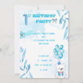 1st baby boy birthday invitation  (Devant)
