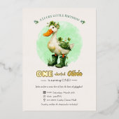 1st Birthday Foil Invitation Card | St. Patrick's  (Recto)