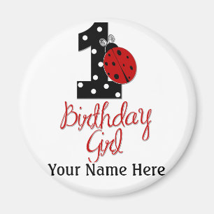 1st Birthday Girl - Lady Bug - 1 - Ladybug Magneet