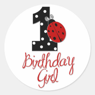 1st Birthday Girl - Lady Bug - 1 - Ladybug Ronde Sticker