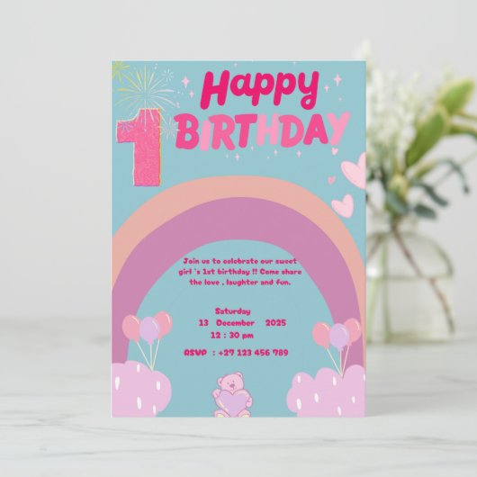 1st birthday invitation  (Debout devant)