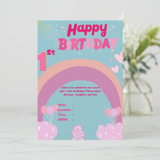 1st birthday Invitation Card (Debout devant)