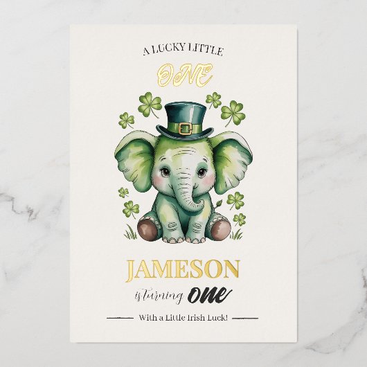 1st Birthday Invitation | Foil St. Patrick's Card (Recto)