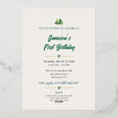 1st Birthday Invitation | Foil St. Patrick's Card (Verso)