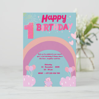 1st birthday invitation  kaart