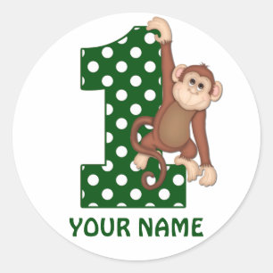 1st Birthday Monkey Gepersonaliseerde Sticker