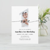 1st Birthday Photo Invitation Kaart (Staand voorkant)