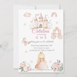1st Birthday Princess Girl Invitation