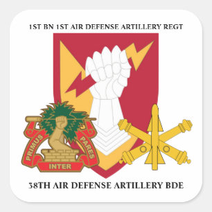 1ST BN 1ST AIR DEFENSE ARTILLERY 38TH AIR DEFENSE VIERKANTE STICKER