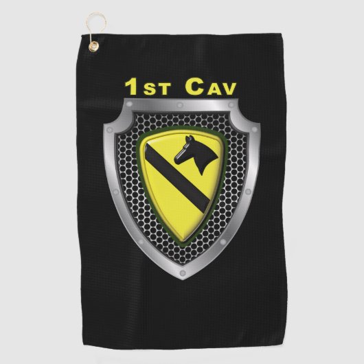 1st Cavalry Division First Team Custom Shield Golfhanddoek (Voorkant)