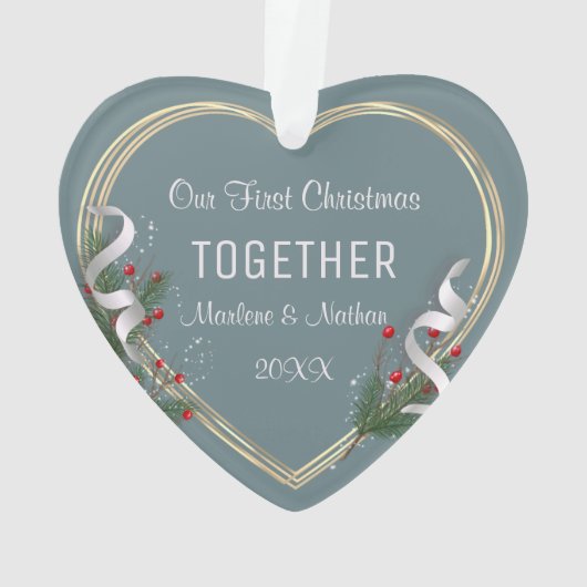 1st Chrismas Together Gold Frame Custom Photo (dos)