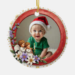 1st Christmas 2 sided Cherub Joy Keramisch Ornament