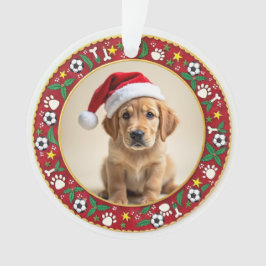 1st Christmas 2-sided Paws & Holly Ornament