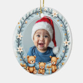 1st Christmas 2 sided Teddy Tidings Keramisch Ornament (Links)