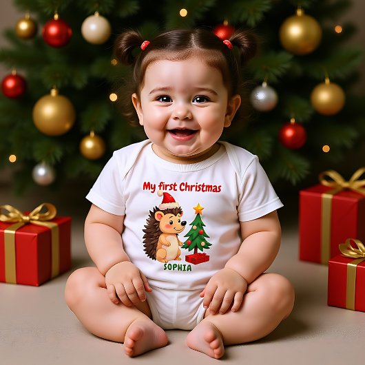 🎄1st Christmas, custom text, Prickle Me Festive Romper