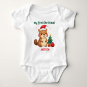 🎄1st Christmas, custom text, Tree-Mendous Debut Romper (Voorkant)