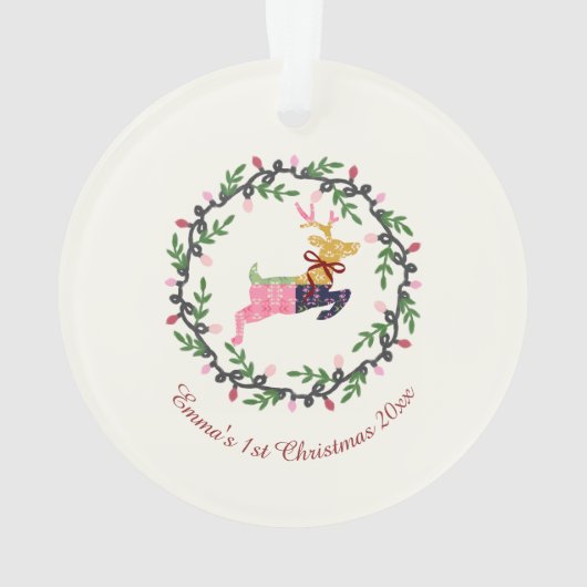 1st Christmas Deer with Wreath Customize Acrylic (dos)