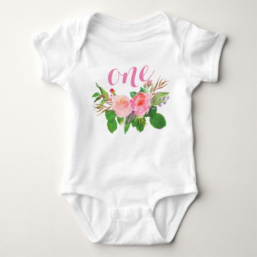1st Feestvarken | Gepersonaliseerd Bloemen van de Romper (Voorkant)
