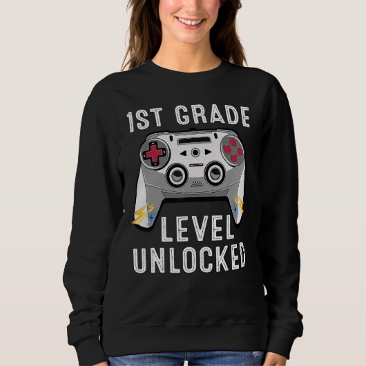 1st Grade Level Unlocked Gamer First Day Of School Trui (Voorkant)