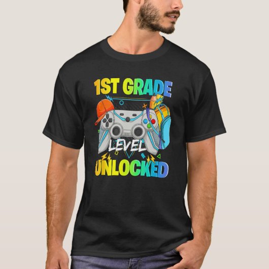 1st Grade Level Unlocked Video Gamers First Day Of T-shirt (Voorkant)
