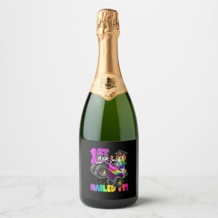 1st Grade Nailed It Unicorn Monster Truck Graduati Sparkling Wijnetiket
