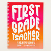 1st Grade Teacher Orange Red Ombre Class Planner (Voorkant)