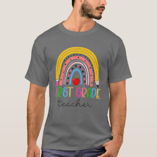 1St Grade Teacher Teach Love Inspire Rainbow Back T-shirt