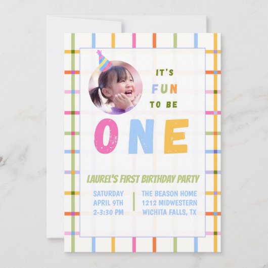 1ST- IT'S FUN TO BE ONE FIRST BIRTHDAY INVITATION (Devant)
