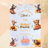 1st Party Animals Kids Birthday Invitation