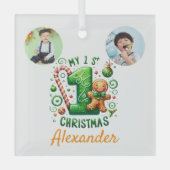 1st Xmas Candy Cane Gingerbread Photo Ornament (Voorkant)