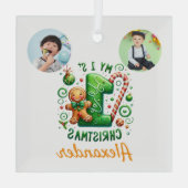 1st Xmas Candy Cane Gingerbread Photo Ornament (Achterkant)