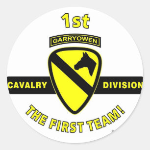 1STE CAVALRY-AFDELING "HET EERSTE TEAM" RONDE STICKER