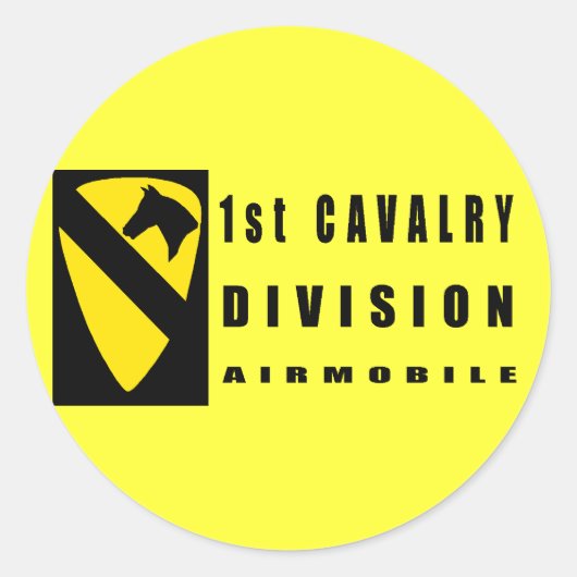 1ste CAVALRY-AFDELING Ronde Sticker (Voorkant)