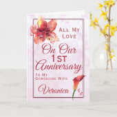 1ste Jubileum Floral Lily Kaart (Gele Bloem)