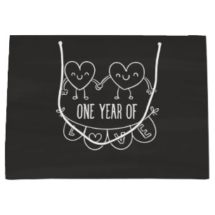 1ste Jubileum Gift for her Chalk Hearts Cadeau Large Cadeauzakje