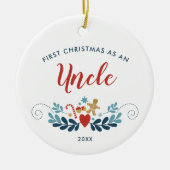 1ste Kerstman Oom Gepersonaliseerd Gingerbrood Kan Keramisch Ornament (Voorkant)