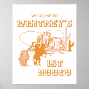 1ste Rodeo, eerste Rodeo Birthday, Cowgirl Birthda Poster
